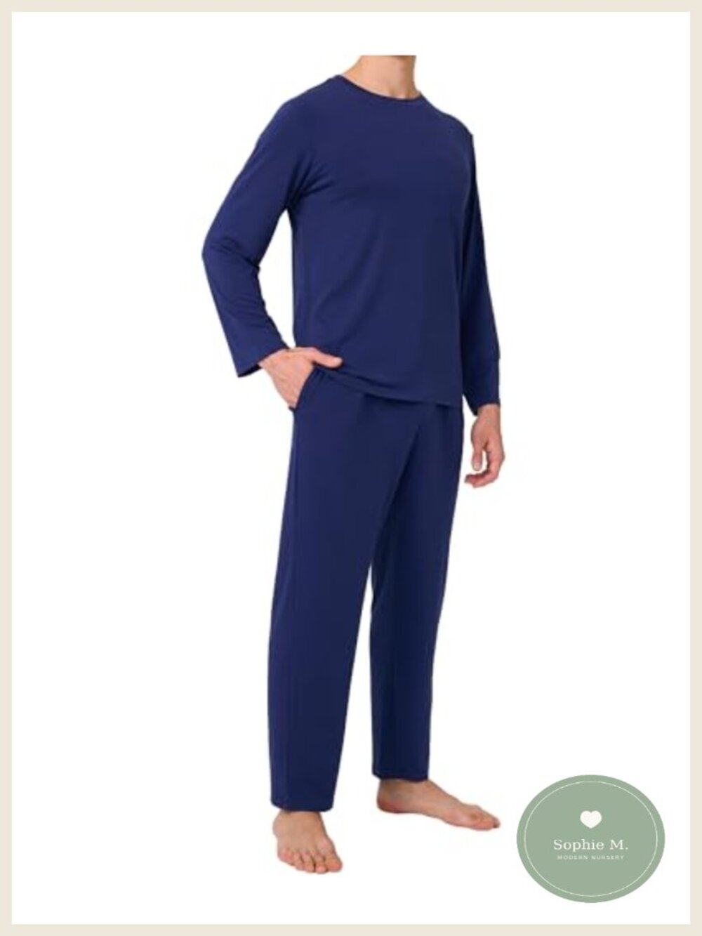 Men's Bamboo Rayon Pajama Set Long Sleeve Sleep Set with Pockets
